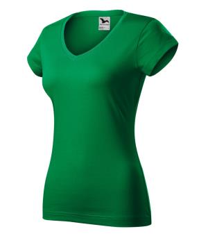 Dámske tričko Fit V-neck 162, 16 Trávová Zelená