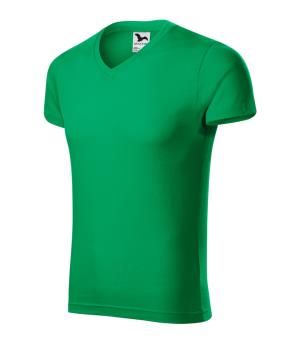 Pánske tričko Slim Fit V-neck 146, 16 Trávová Zelená