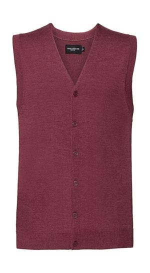 Pánska pletená vesta s V-výstrihom, 431 Cranberry Marl