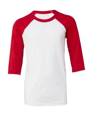 Detské tričko s baseballovými 3/4 rukávmi, 054 White/Red
