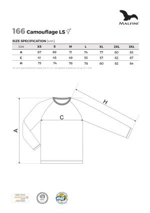 Veľkostná tabuľka tričko Malfini Camouflage LS 166