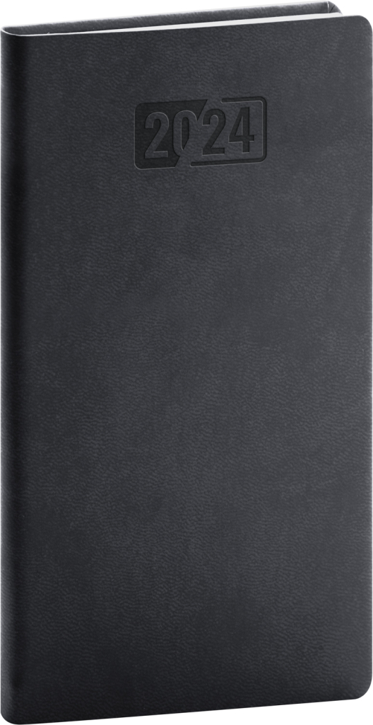 Vreckový diár Aprint 2024, čierny, 9 × 15,5 cm, čierna (1)