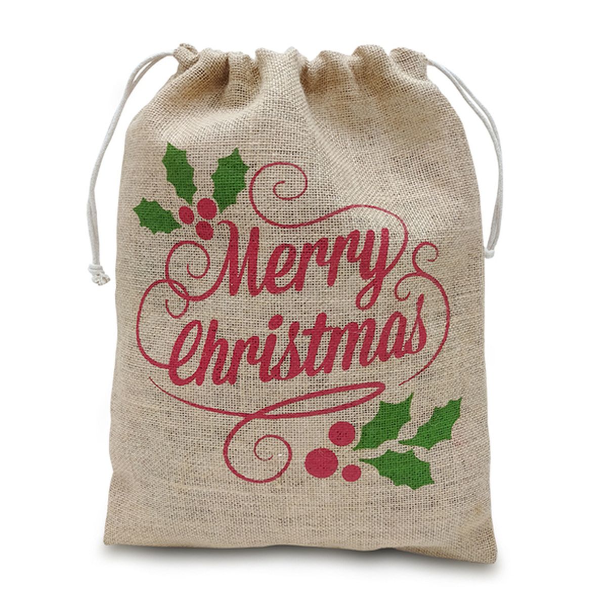 XMAS JUTE jutová taška s vánočním motivem, béžová (1)