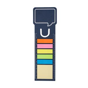 Záložka s pravítkom a papierikmi Bookmark, tmavomodrá