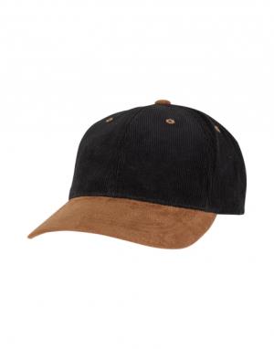 Klasická šiltovka 6-panelová z manšestru so semišovým vzhľadom, 190 Black/Caramel