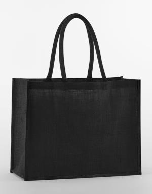 Klasická nákupná taška z prírodnej škrobenej juty, 152 Black/Black