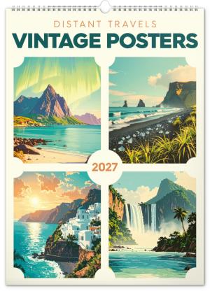 Nástenný kalendár s obrazmi Vintage plagáty – ďaleké kraje 2027
