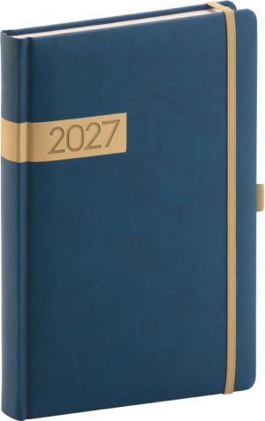 Plánovací denný diár Twill 2027 modro-zlatý