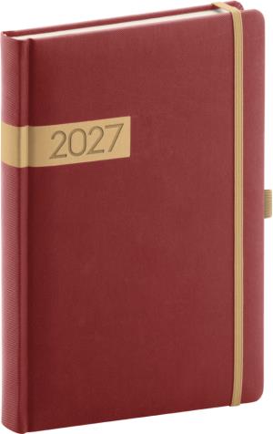 Plánovací denný diár Twill 2027 bordovo-zlatý