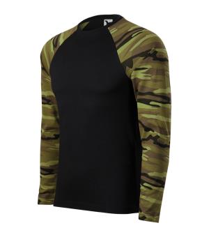 Pánske maskáčové tričko Camouflage LS 166, 34 Zelený Maskáč