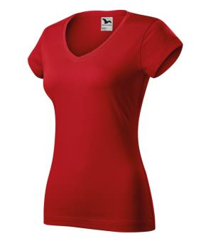 Dámske tričko Fit V-neck 162, 07 Červená