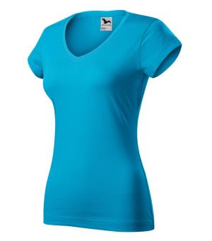 Dámske tričko Fit V-neck 162, 44 Tyrkysová