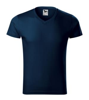 Pánske tričko Slim Fit V-neck 146, 02 Tmavomodrá (2)