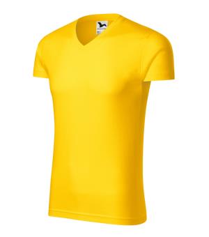 Pánske tričko Slim Fit V-neck 146, 04 Žltá