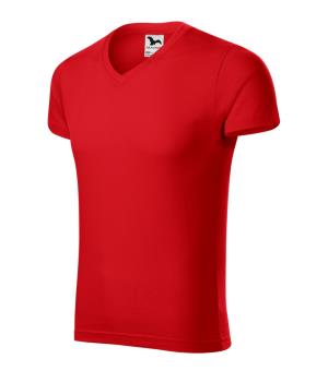 Pánske tričko Slim Fit V-neck 146, 07 Červená