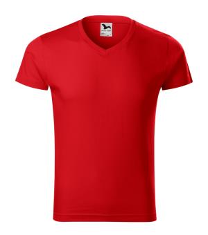 Pánske tričko Slim Fit V-neck 146, 07 Červená (2)