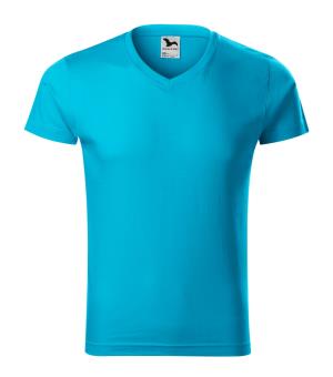 Pánske tričko Slim Fit V-neck 146, 44 Tyrkysová (2)