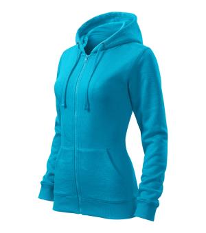 Dámska mikina s kapucňou Trendy Zipper 411, 44 Tyrkysová