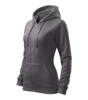 Dámska mikina s kapucňou Trendy Zipper 411, 36 Oceľovo Sivá
