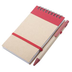 Zápisník s perom Ecocard, Červená