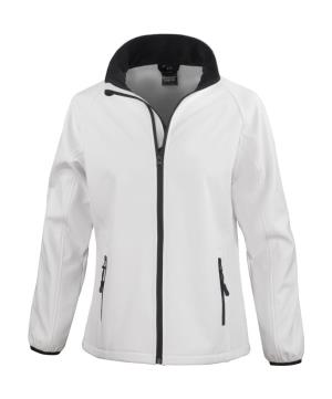 Dámska potlačiteľná Softshellová bunda, 056 White/Black