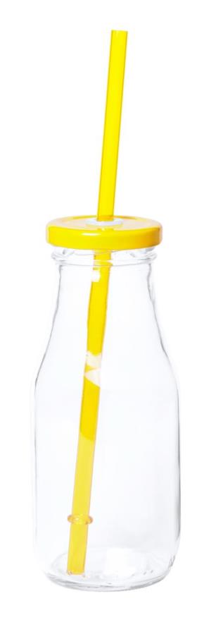 Sklenená fľaša so slamkou Abalon, žltá