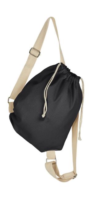 Plátený batoh s popruhmi a šňúrkami, 101 Black