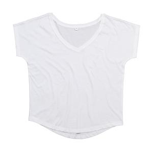 Dámske voľné tričko s V-výstrihom, 000 White