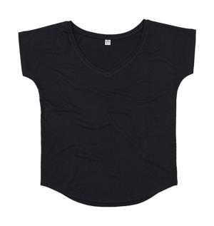 Dámske voľné tričko s V-výstrihom, 101 Black