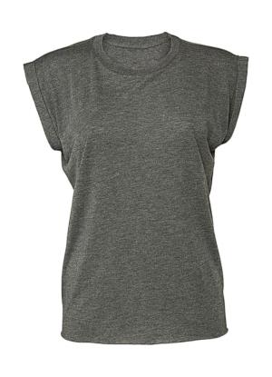 Dámske voľné tričko s rolovanými rukávmi, 127 Dark Grey Heather
