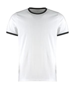 Tričko Fashion Fit Ringer Kustom Kit, 056 White/Black