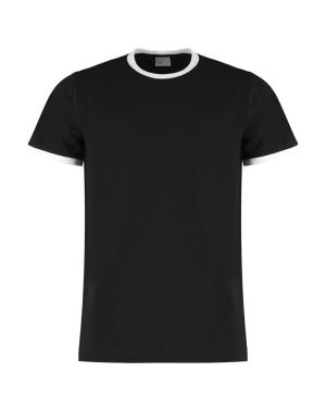 Tričko Fashion Fit Ringer Kustom Kit, 150 Black/White 