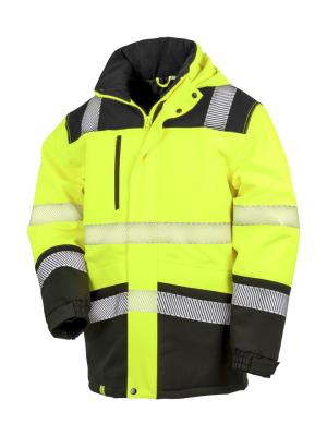 Bunda Waterproof Softshell Safety Coat, 671 Fluorescent Yellow/Black