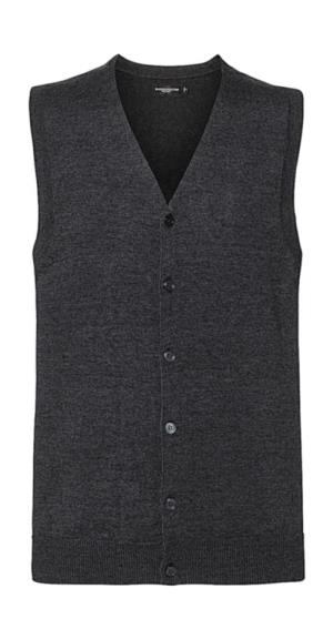 Pánska pletená vesta s V-výstrihom, 116 Charcoal Marl