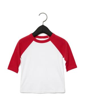 Detské baseballové tričko s ¾ rukávmi, 054 White/Red