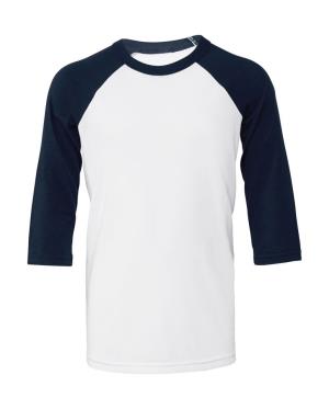 Detské tričko s baseballovými 3/4 rukávmi, 052 White/Navy