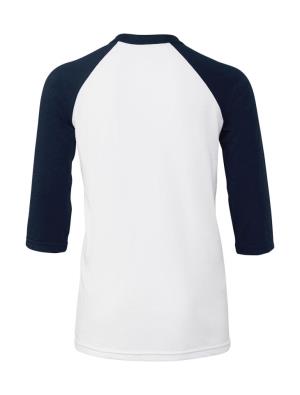 Detské tričko s baseballovými 3/4 rukávmi, 052 White/Navy (3)