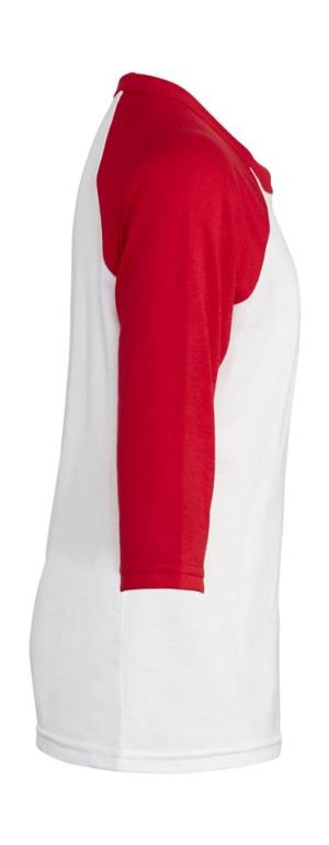 Detské tričko s baseballovými 3/4 rukávmi, 054 White/Red (4)