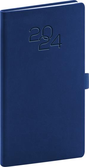 Vreckový diár Vivella Classic 2024, modrý, 9 × 15,5 cm, modrá
