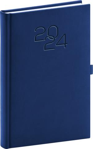 Denný diár Vivella Classic 2024, modrý, 15 × 21 cm, modrá