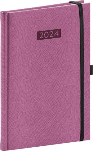 Týždenný diár Diario 2024, ružový, 15 × 21 cm, ružová
