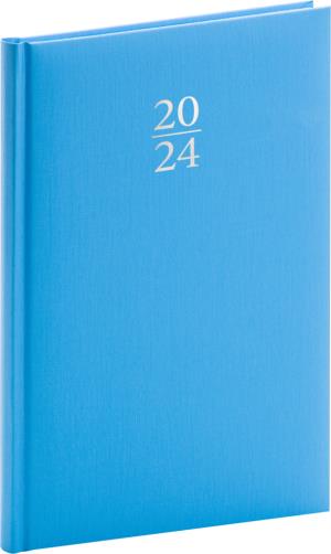 Týždenný diár Capys 2024, modrý, 15 × 21 cm, modrá