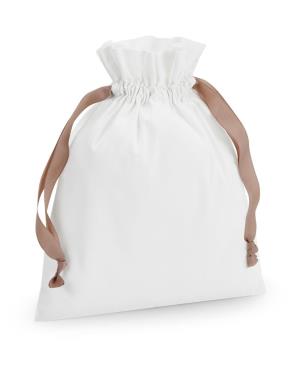 Bavlnená darčeková taška so sťahovacou stuhou, 079 Soft White/Rose Gold (4)