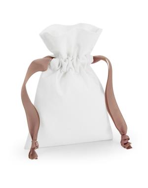 Bavlnená darčeková taška so sťahovacou stuhou, 079 Soft White/Rose Gold (5)