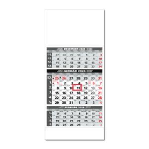 Plánovací kalendár ŠTANDARD 3M sivý 2024 , Vzor 0