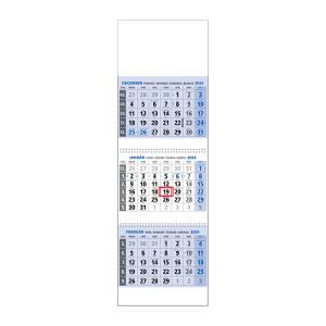 Plánovací kalendár  KLASIK 3M modrý 2024, Vzor 0