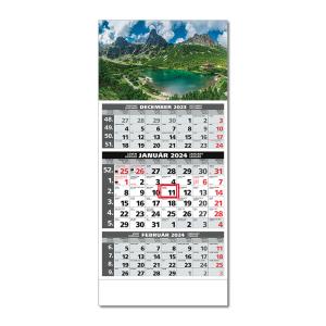 Plánovací kalendár ŠTANDARD 3M sivý 2024 , Vzor A