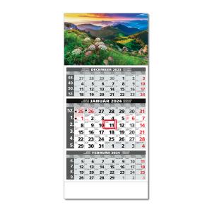 Plánovací kalendár ŠTANDARD 3M sivý 2024 , Vzor B