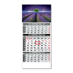 Plánovací kalendár ŠTANDARD 3M sivý 2024 , vzor C
