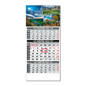 Plánovací kalendár ŠTANDARD 3M sivý 2024 , vzor D